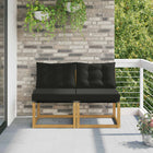 Modulaire sofa 2-delig massief acaciahout wit textilene zwart