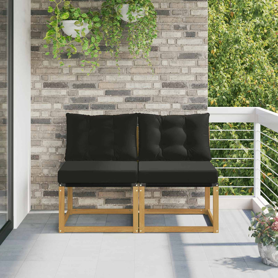 2 Stuk Buiten Midden Sofa Massief acaciahout en Textilene Stof