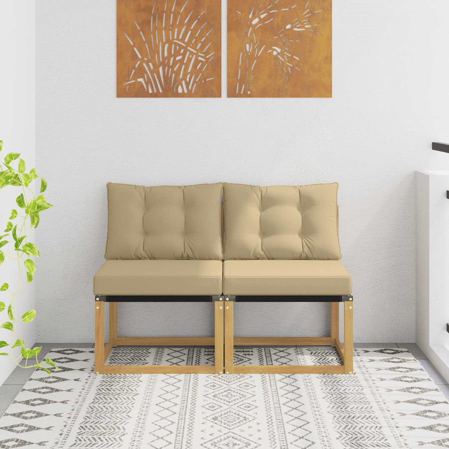 2 Stuk Buiten Midden Sofa Massief acaciahout en Textilene Stof