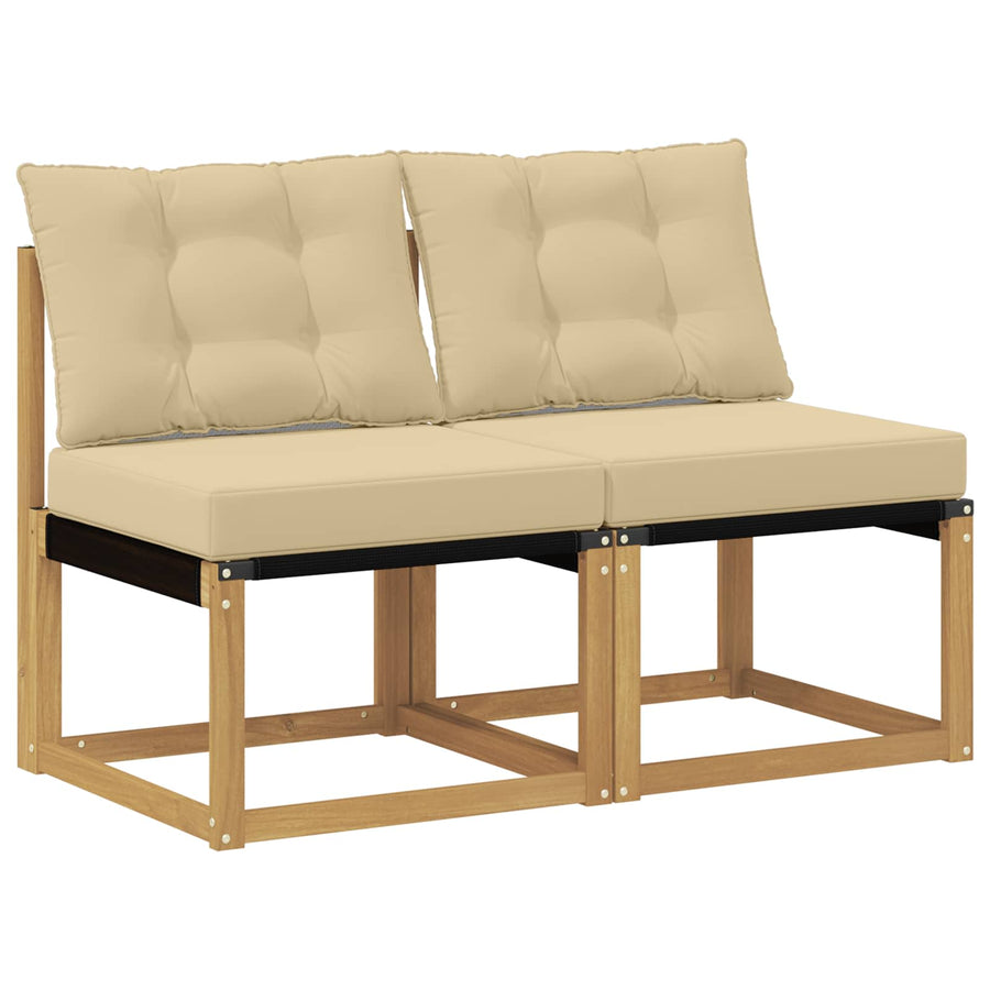 2 Stuk Buiten Midden Sofa Massief acaciahout en Textilene Stof
