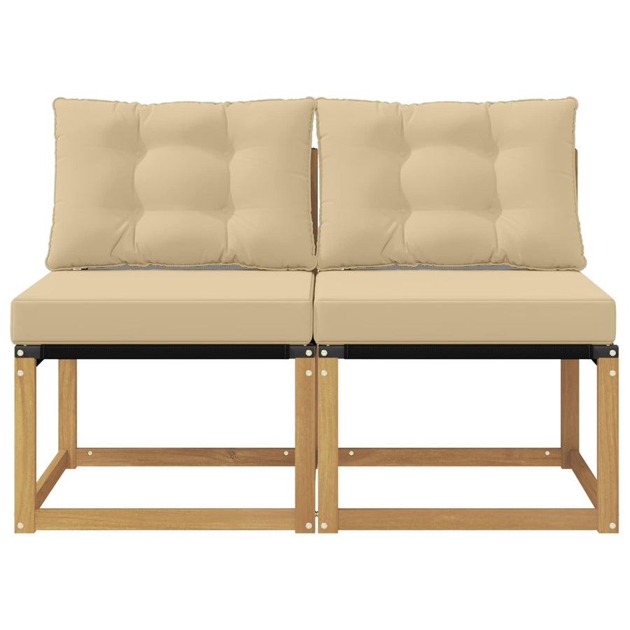 2 Stuk Buiten Midden Sofa Massief acaciahout en Textilene Stof