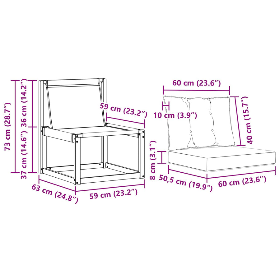 2 Stuk Buiten Midden Sofa Massief acaciahout en Textilene Stof