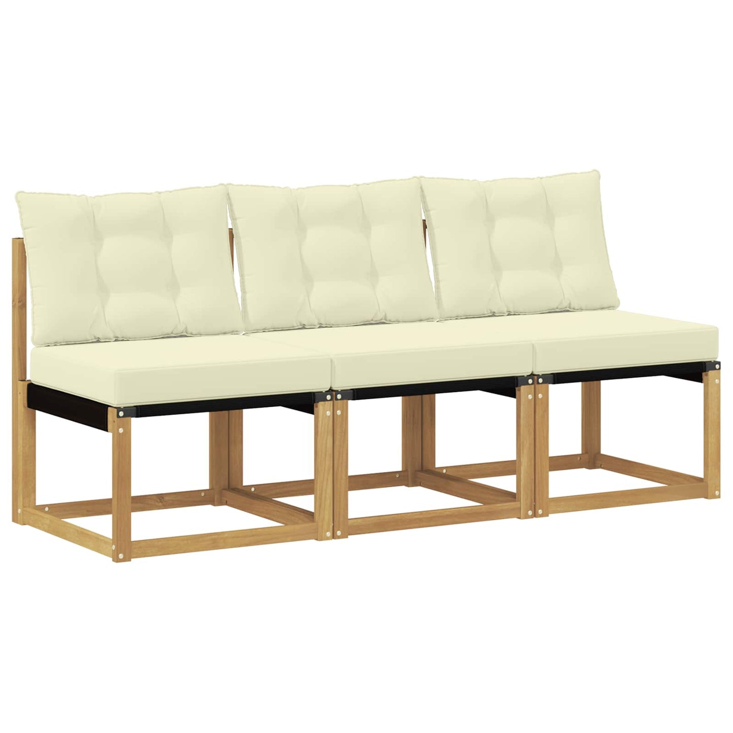 3 Stuk Buiten Midden Sofa Massief acaciahout en Textilene Stof