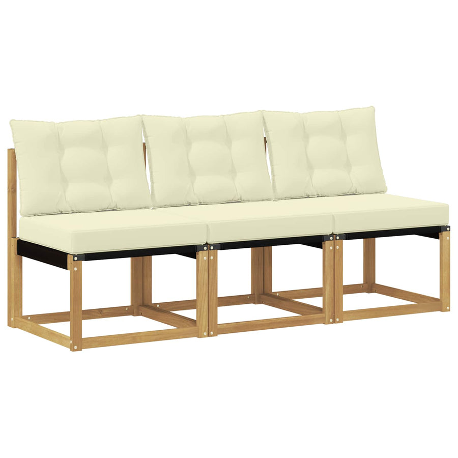 3 Stuk Buiten Midden Sofa Massief acaciahout en Textilene Stof