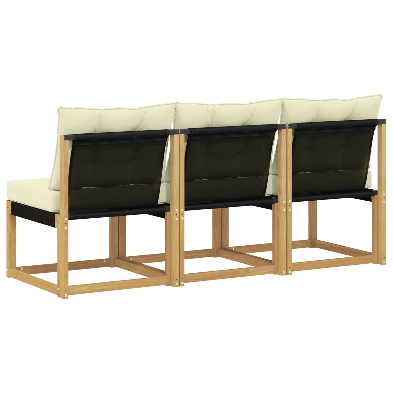3 Stuk Buiten Midden Sofa Massief acaciahout en Textilene Stof