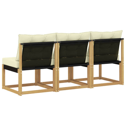 3 Stuk Buiten Midden Sofa Massief acaciahout en Textilene Stof