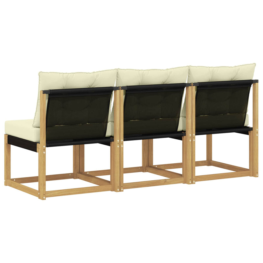 3 Stuk Buiten Midden Sofa Massief acaciahout en Textilene Stof