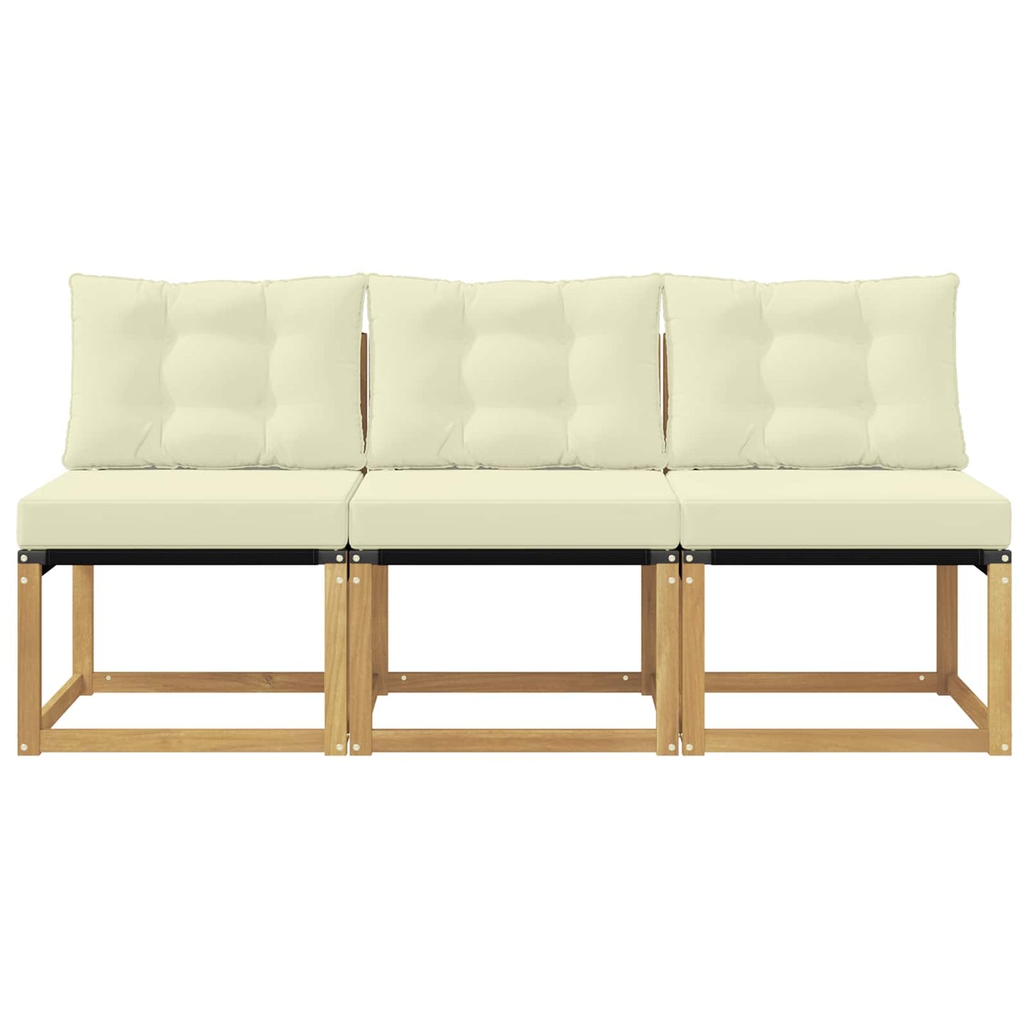 3 Stuk Buiten Midden Sofa Massief acaciahout en Textilene Stof