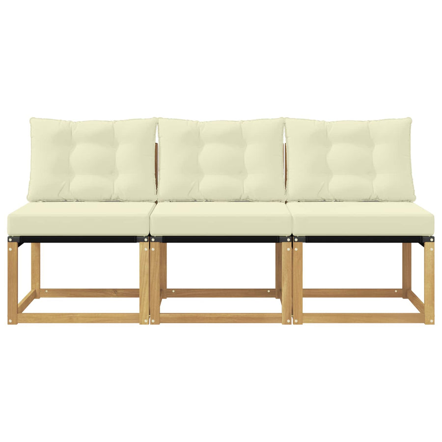 3 Stuk Buiten Midden Sofa Massief acaciahout en Textilene Stof