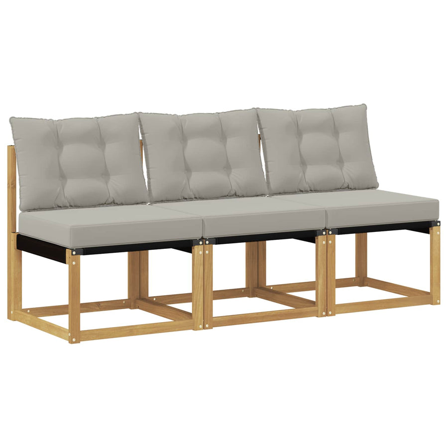 3 Stuk Buiten Midden Sofa Massief acaciahout en Textilene Stof