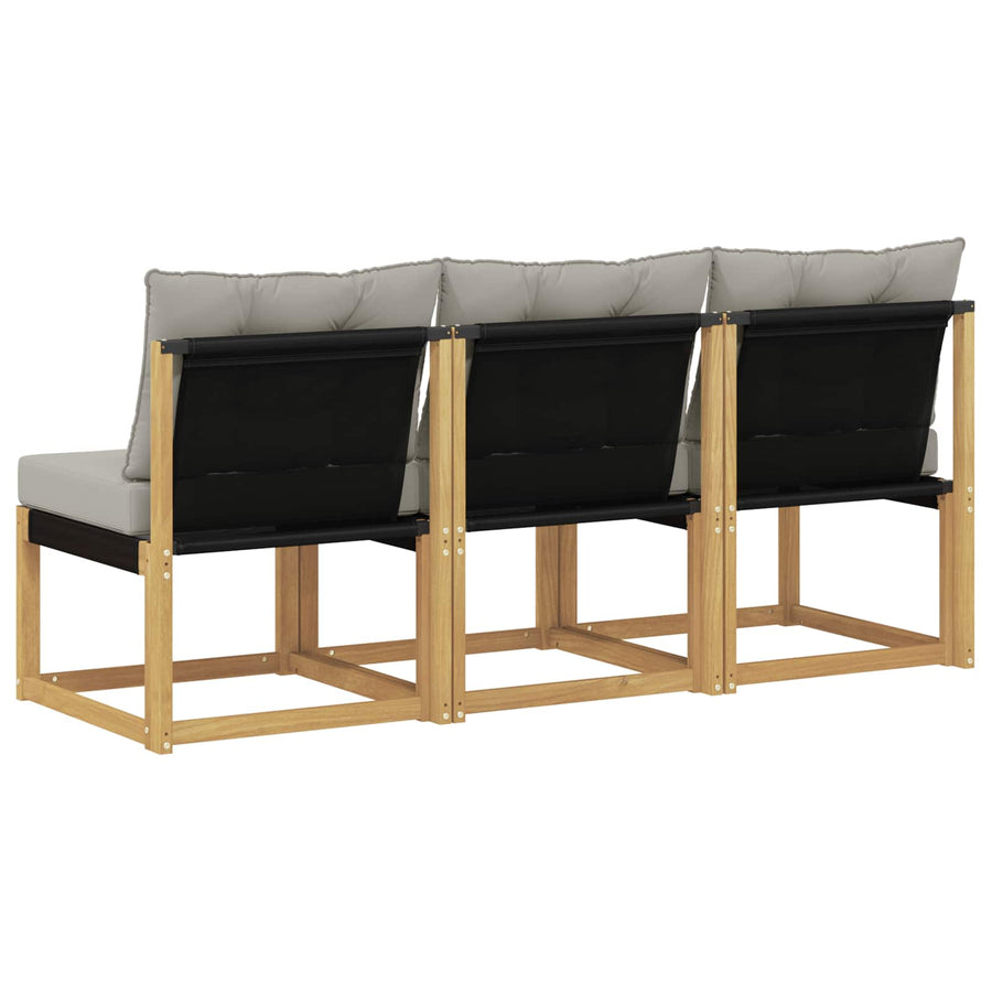 3 Stuk Buiten Midden Sofa Massief acaciahout en Textilene Stof
