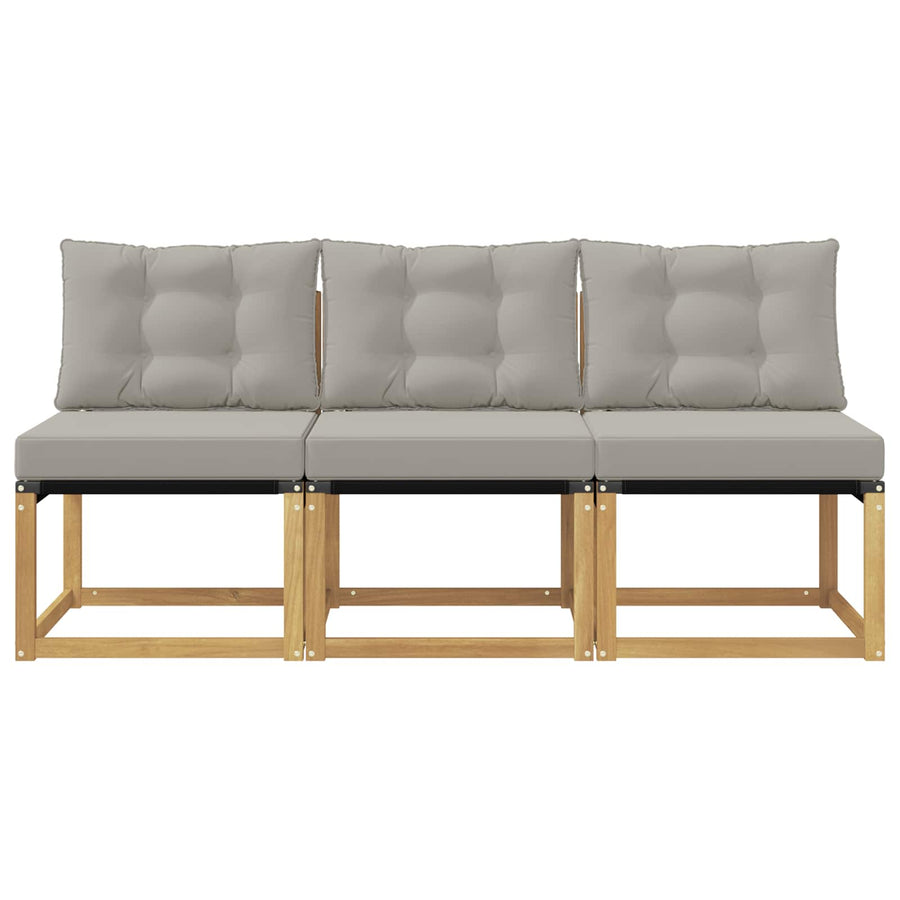 3 Stuk Buiten Midden Sofa Massief acaciahout en Textilene Stof