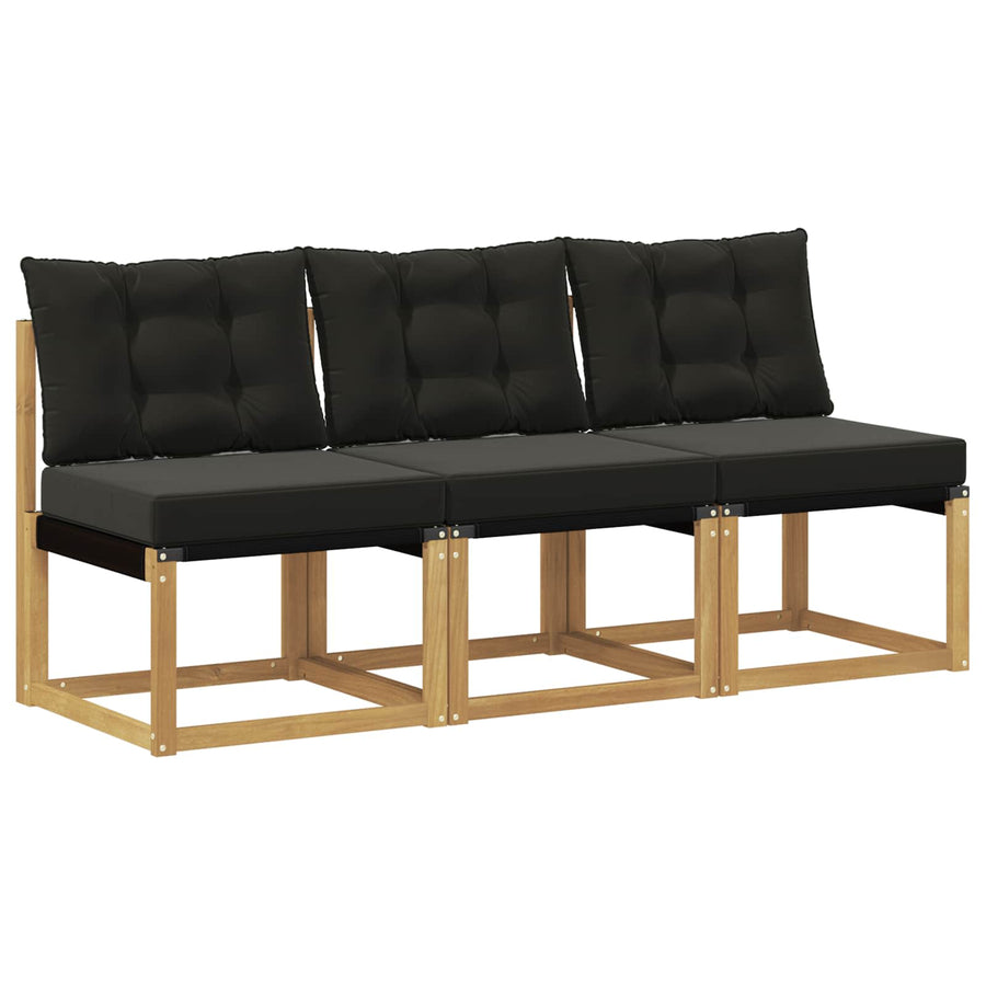 3 Stuk Buiten Midden Sofa Massief acaciahout en Textilene Stof