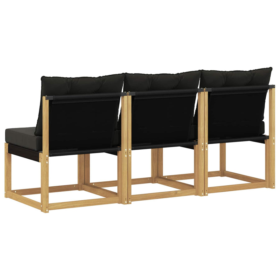 3 Stuk Buiten Midden Sofa Massief acaciahout en Textilene Stof