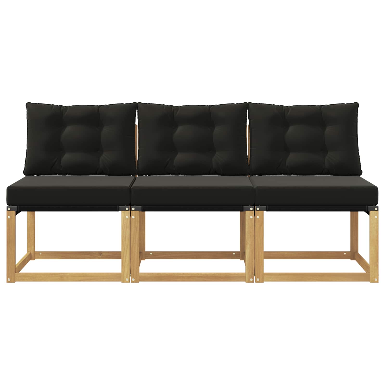 3 Stuk Buiten Midden Sofa Massief acaciahout en Textilene Stof