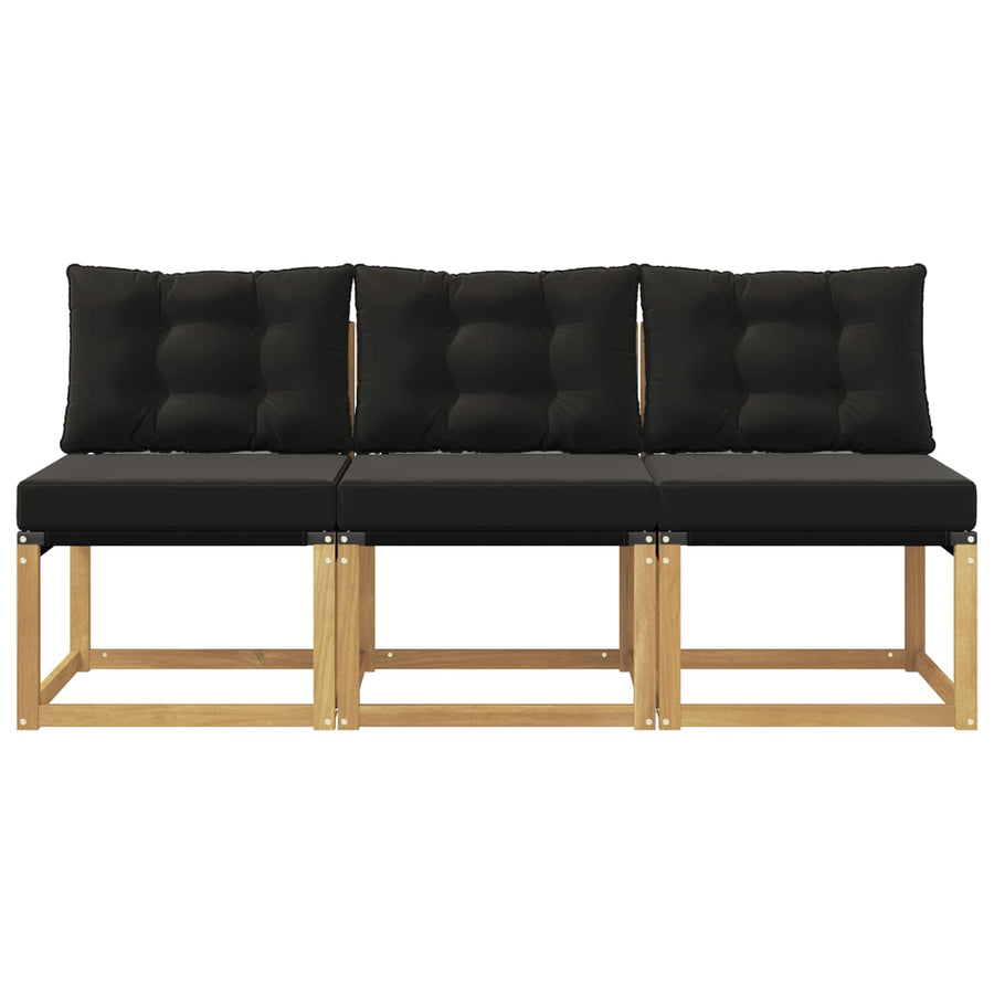 3 Stuk Buiten Midden Sofa Massief acaciahout en Textilene Stof