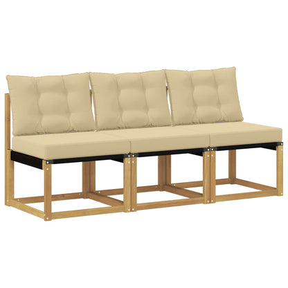 3 Stuk Buiten Midden Sofa Massief acaciahout en Textilene Stof