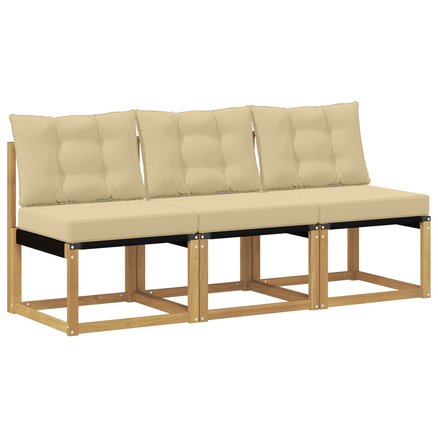 3 Stuk Buiten Midden Sofa Massief acaciahout en Textilene Stof