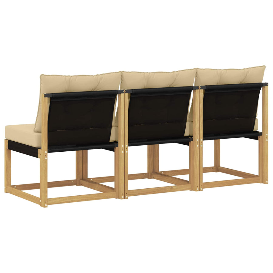 3 Stuk Buiten Midden Sofa Massief acaciahout en Textilene Stof