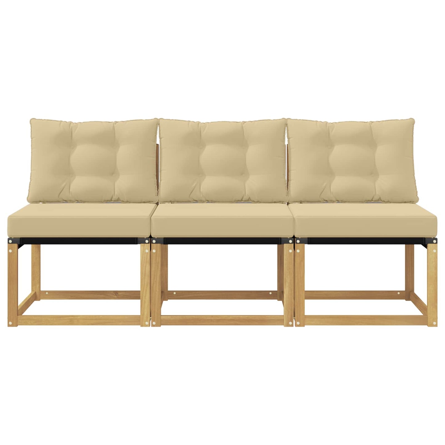 3 Stuk Buiten Midden Sofa Massief acaciahout en Textilene Stof