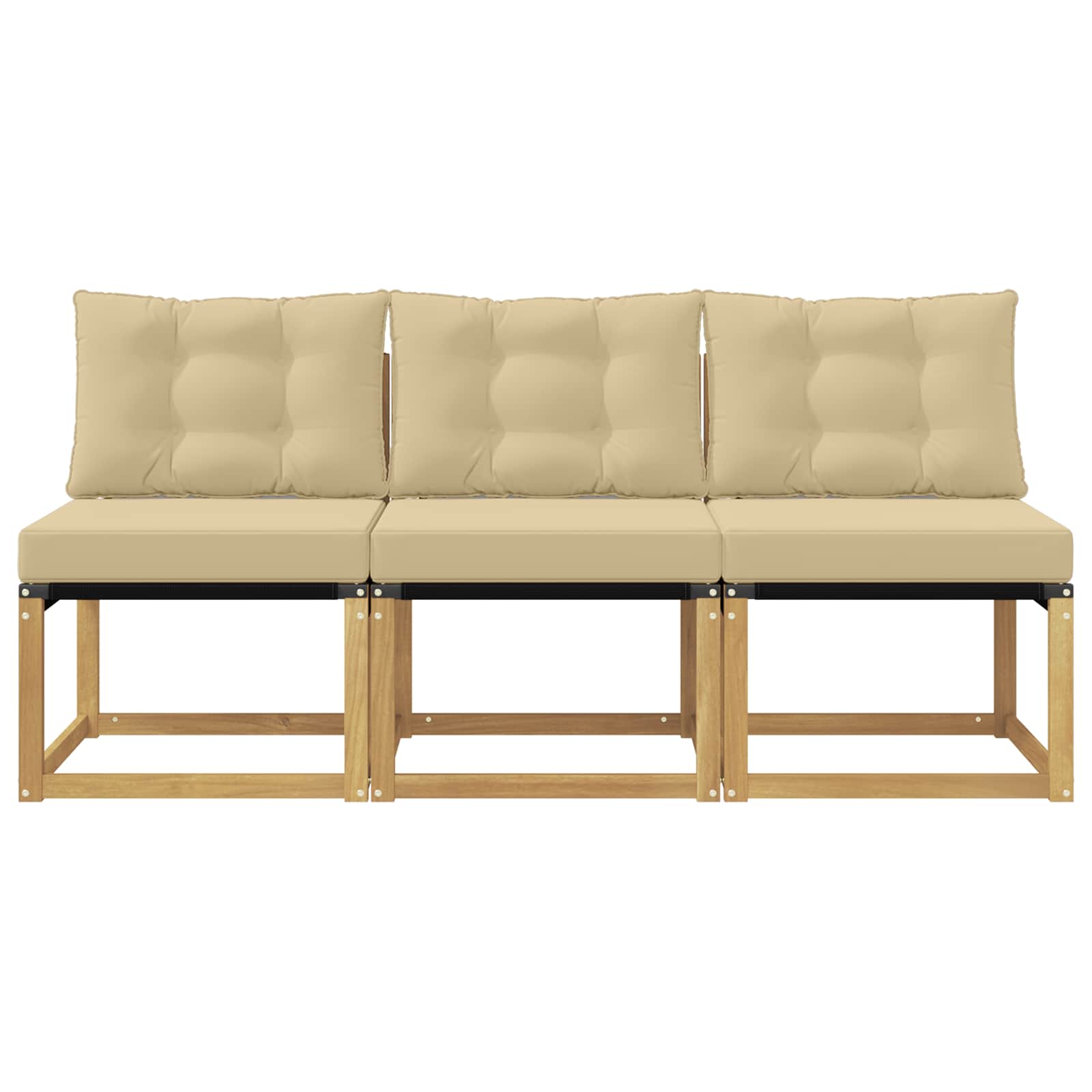 3 Stuk Buiten Midden Sofa Massief acaciahout en Textilene Stof