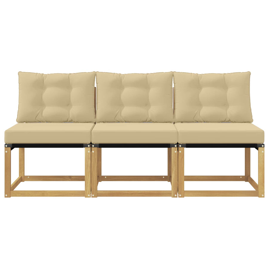 3 Stuk Buiten Midden Sofa Massief acaciahout en Textilene Stof