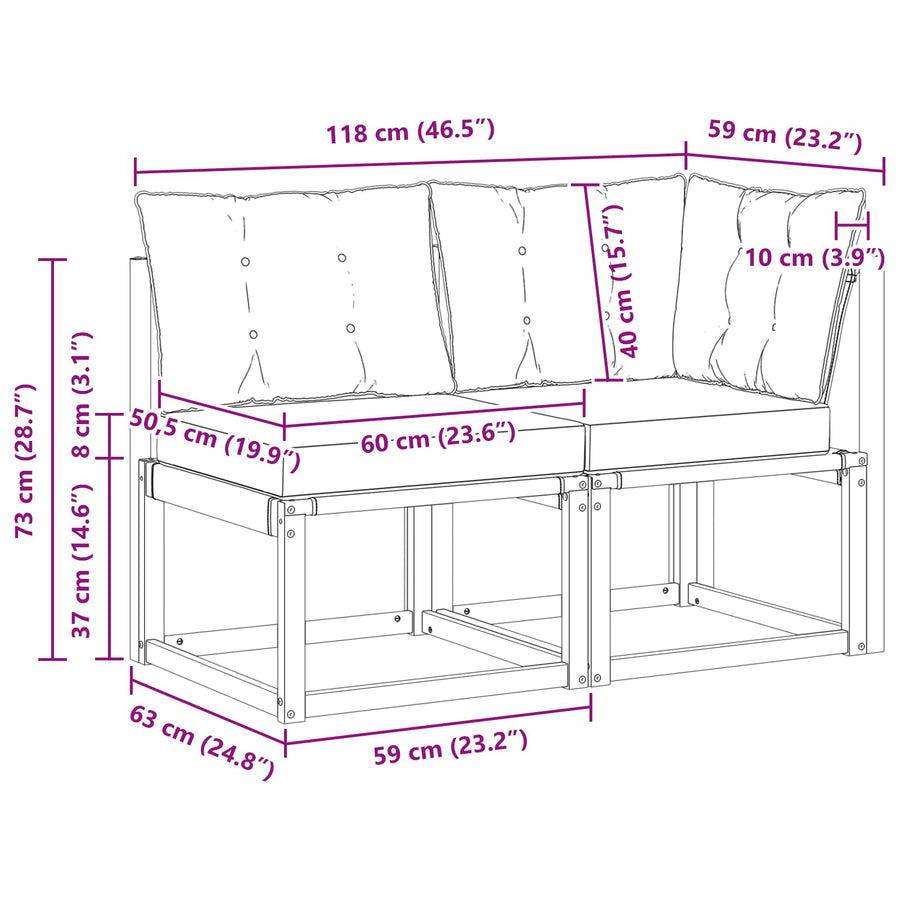 Outdoor Midden- en Hoeksalon met kussen 2 Stuk Wit
