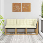 Outdoor Middle and Corner Sofa with Cushions 3 Piece White