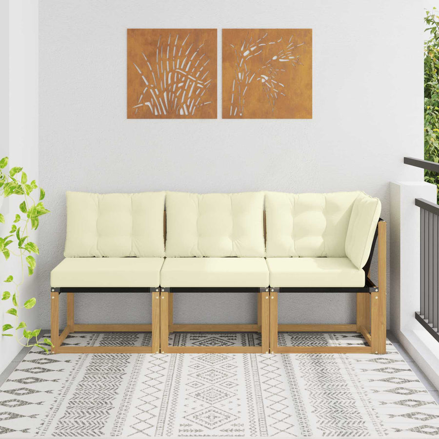Outdoor Midden- en Hoeksalon met kussen 3 Stuk Wit