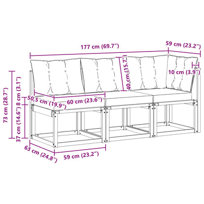 Outdoor Midden- en Hoeksalon met kussen 3 Stuk Wit