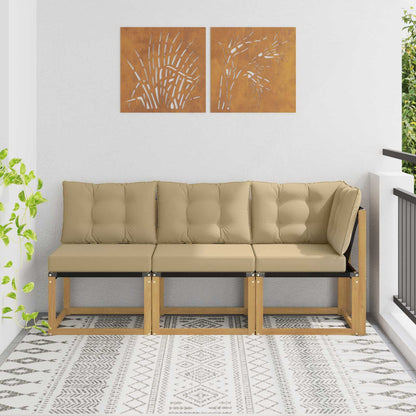 Outdoor Midden- en Hoeksalon met kussen 3 Stuk Wit