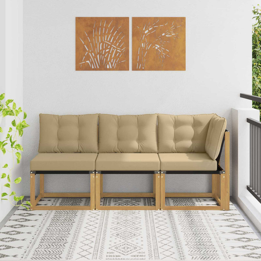 Outdoor Midden- en Hoeksalon met kussen 3 Stuk Wit
