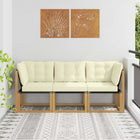 Outdoor Middle and Corner Lounge Set with Cushions 3 Piece White
