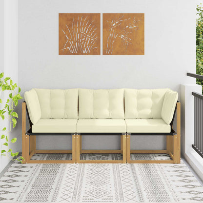 Outdoor Midden- en Hoeksalon met kussen 3 Stuk Wit