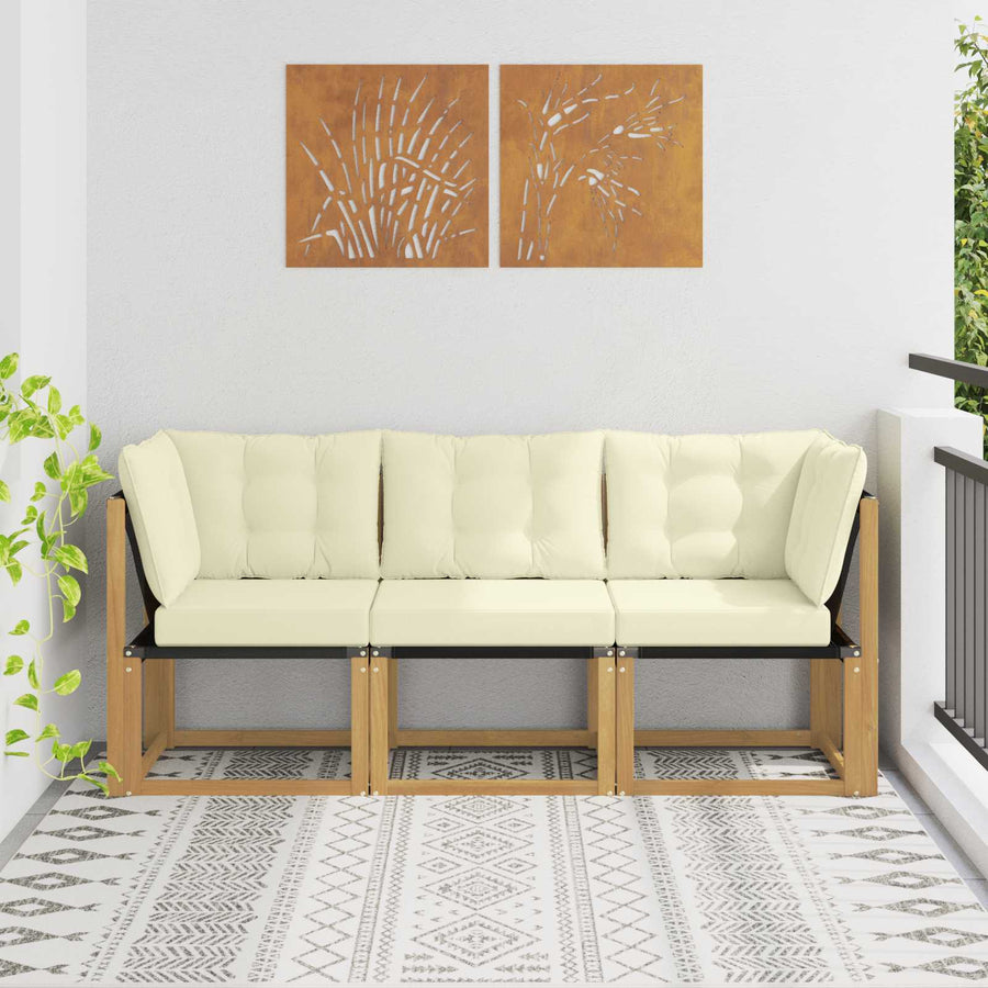 Outdoor Midden- en Hoeksalon met kussen 3 Stuk Wit