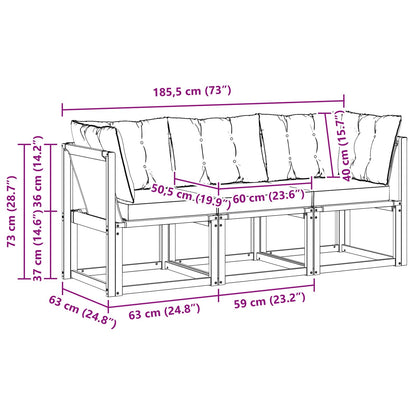 Outdoor Midden- en Hoeksalon met kussen 3 Stuk Wit