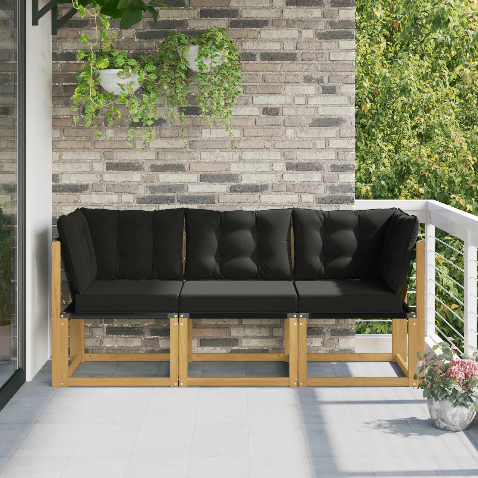 Outdoor Midden- en Hoeksalon met kussen 3 Stuk Wit