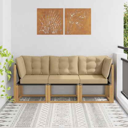Outdoor Midden- en Hoeksalon met kussen 3 Stuk Wit