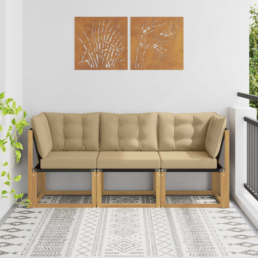 Outdoor Midden- en Hoeksalon met kussen 3 Stuk Wit