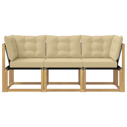 Outdoor Midden- en Hoeksalon met kussen 3 Stuk Wit