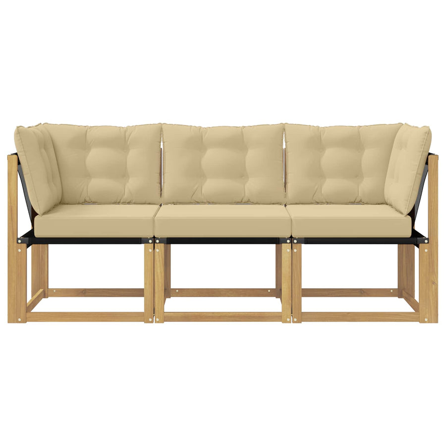 Outdoor Midden- en Hoeksalon met kussen 3 Stuk Wit