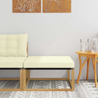 Outdoor Footstool Solid Acacia Wood and Textilene White
