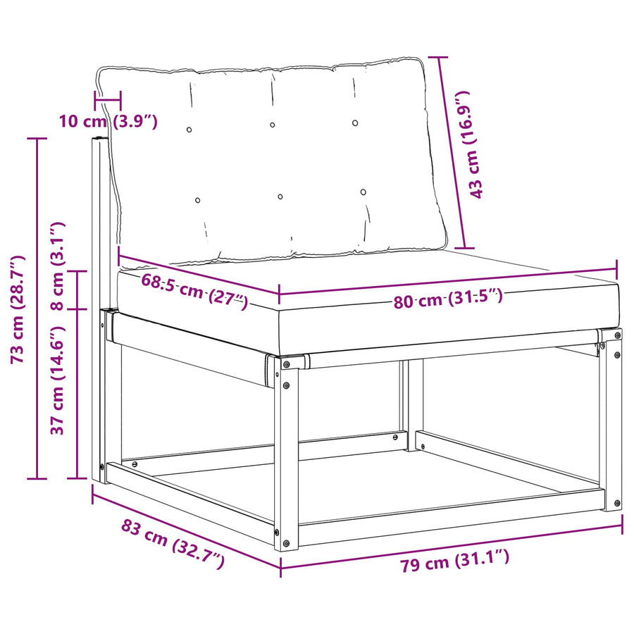 Buiten Midden Sofa met kussen Wit 79 x 83 x 73 cm staal