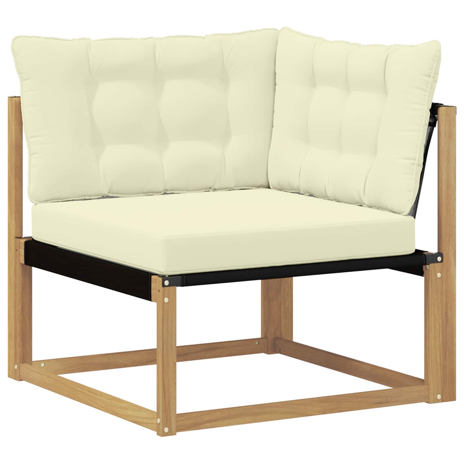 Buiten Hoek Sofa Massief Acaciahout en Textilene Wit