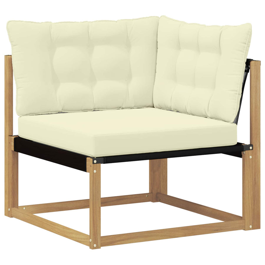 Buiten Hoek Sofa Massief Acaciahout en Textilene Wit