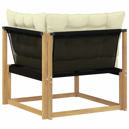 Buiten Hoek Sofa Massief Acaciahout en Textilene Wit