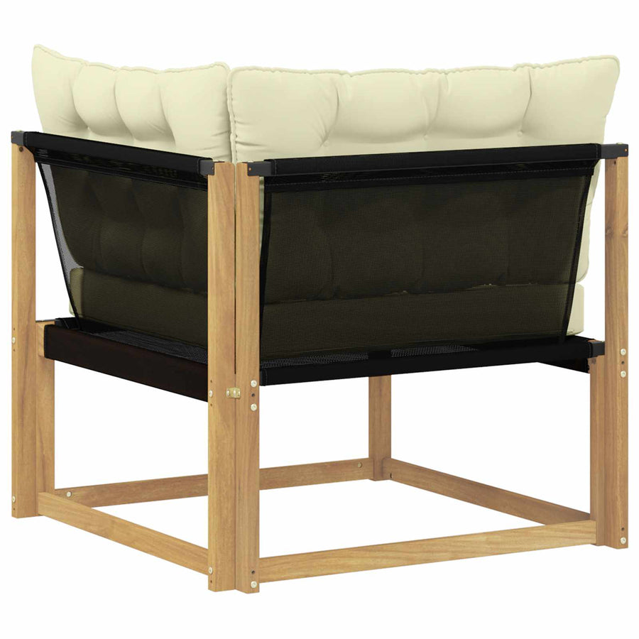 Buiten Hoek Sofa Massief Acaciahout en Textilene Wit