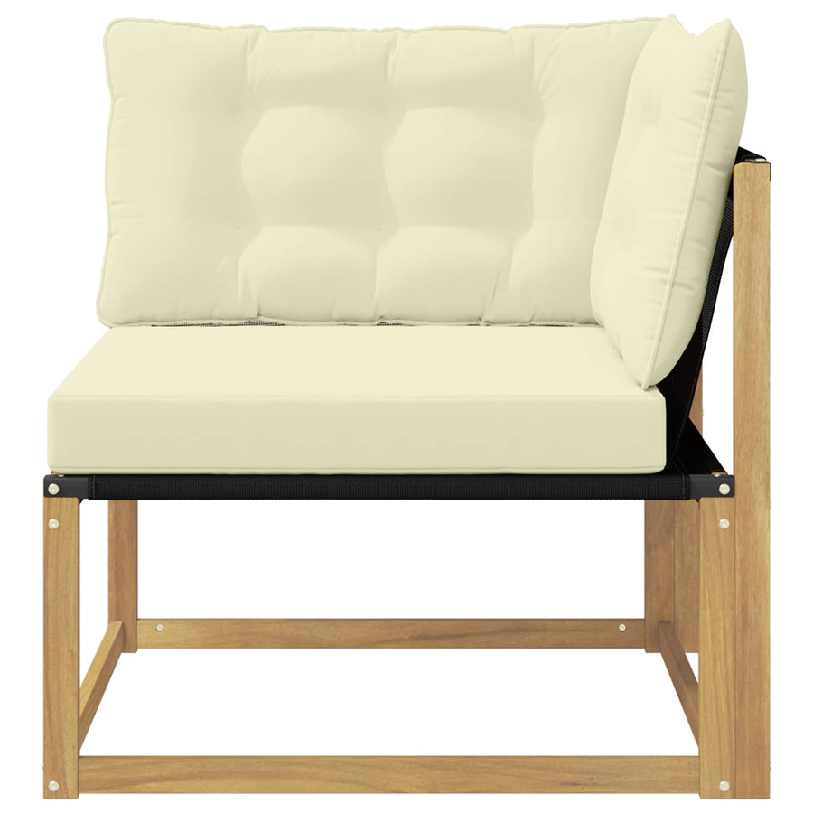 Buiten Hoek Sofa Massief Acaciahout en Textilene Wit