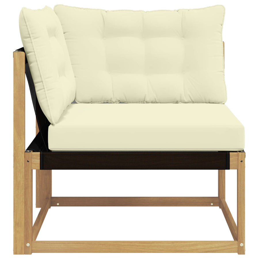 Buiten Hoek Sofa Massief Acaciahout en Textilene Wit
