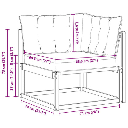 Buiten Hoek Sofa Massief Acaciahout en Textilene Wit